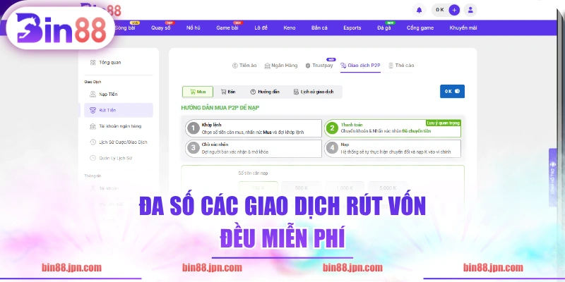 Đa số các giao dịch rút vốn đều miễn phí 